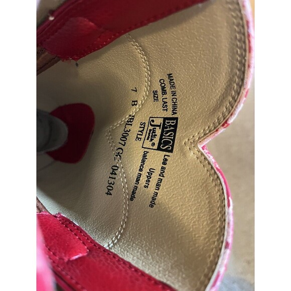 Justin Basics JBL3007 Men's Red Faux Leather Western Cowboy Boots Size 7 B *note - Picture 6 of 7